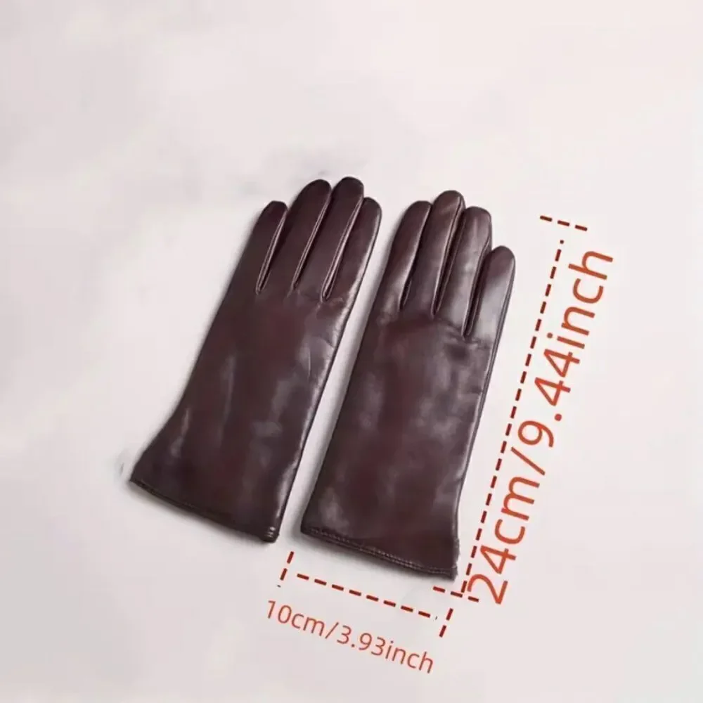 Genuine leather dark red gloves